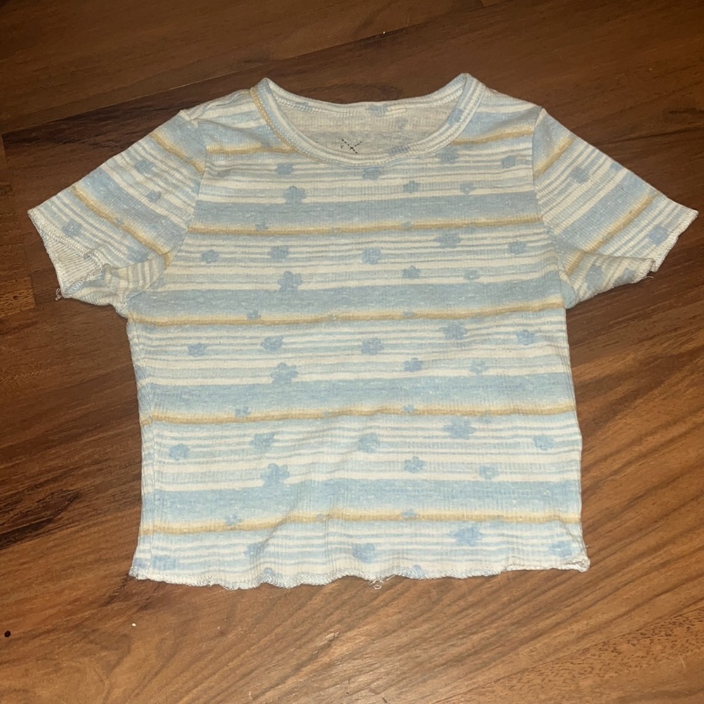 Urban Outfitters blue, striped crop top. *Worn*